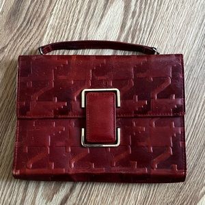 Red Leather Embossed Prince‎ Clutch Handbag Purse